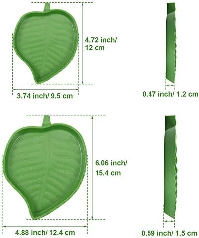 Boao 2 Pieces Leaf Reptile Food Water Bowl Plate Turtle Feeding Dishes for Tortoise Corn Snake Crawl Pet Bearded Dragon, Lizards, Gecko Drinking and Eating, 2 Sizes