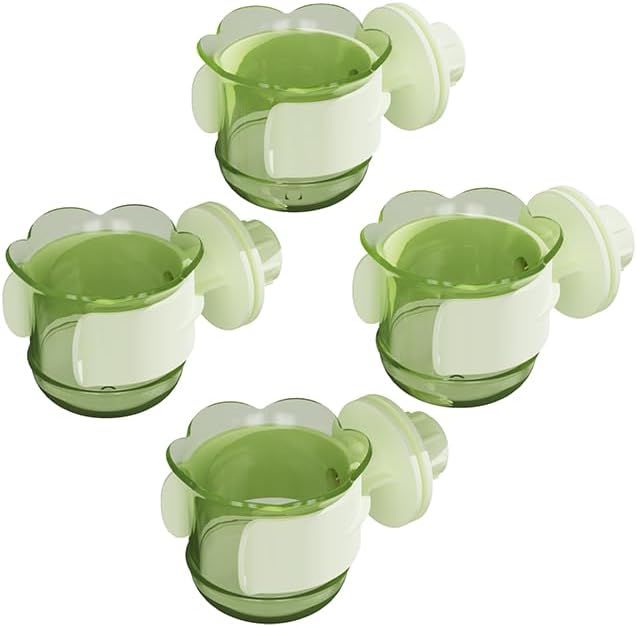 2pcs/4pcs PET Bird Bowls with Clamp, Bird Cage Feeder, Durable Water Bowl, Feeding Cups, Water Feeder for Cockatiel, Parakeet, Macaw, Finches, Lovebirds, Small Animals Gray (Light Green, 4pcs)