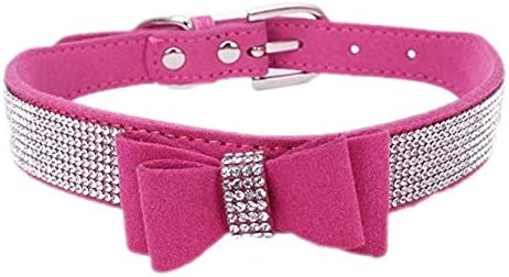 Cute Dog Collar with Bling Rhinestone, Fancy Crystal Diamond Glitter Pretty Jewel Soft Cat Collars for Small Medium Large Breed Dogs Girl Female Pet Puppy Kitten Terrier (S, Hot Pink1)