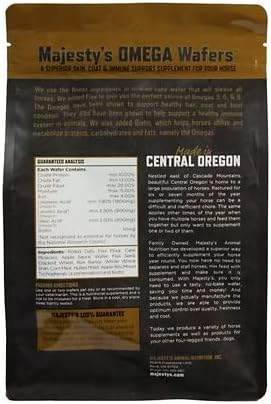 Majesty's Omega Wafers - Superior Horse/Equine Skin, Coat, and Immune Support Supplement - Omega 3, 6, 9, and Biotin (Peppermint, 60 Count)