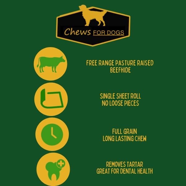 Chews for Dogs Premium Rawhide Twist Sticks 9-10 Inches Dog Treat. Extra Thick, Single Sheet. (20 Pack)