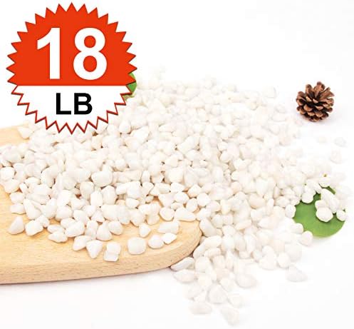 18 Pounds White Decorative Pebbles Small Aquarium Gravel River Rock,Garden Ornamental Pebbles Rocks, Natural Polished Decorative Gravel,Decorative Stones,Pebbles,Decor Gravel for Landscaping (White)