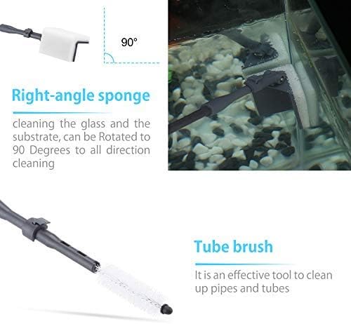 Carefree Fish 6IN1 Carbon Fiber Aquarium Cleaning Tools Long Handle Adjustable Length 20~36Inches Fish Tank Cleaner Kit Alage Scraper Scrubber Brushes Set