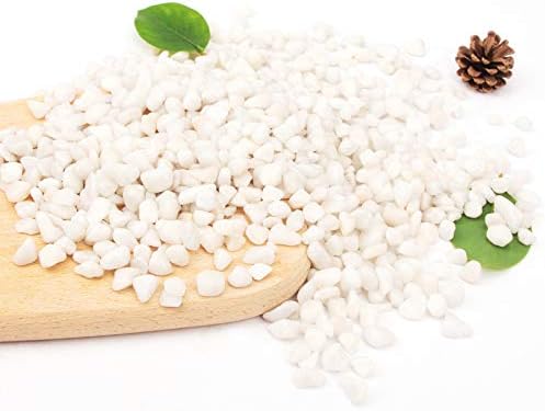 18 Pounds White Decorative Pebbles Small Aquarium Gravel River Rock,Garden Ornamental Pebbles Rocks, Natural Polished Decorative Gravel,Decorative Stones,Pebbles,Decor Gravel for Landscaping (White)