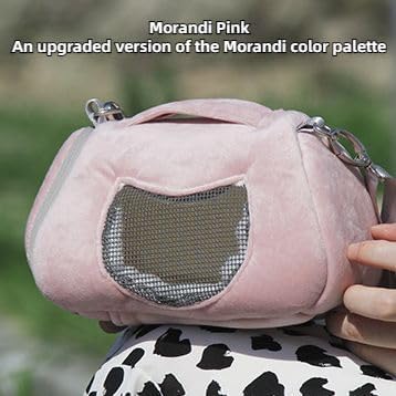 Small Pet Carrier Bag with Adjustable Shoulder Strap Hamster Travel Cage Breathable Carrier Portable Travel Carrier for Birds Sugar Glider Golden Hamsters (Pink A)