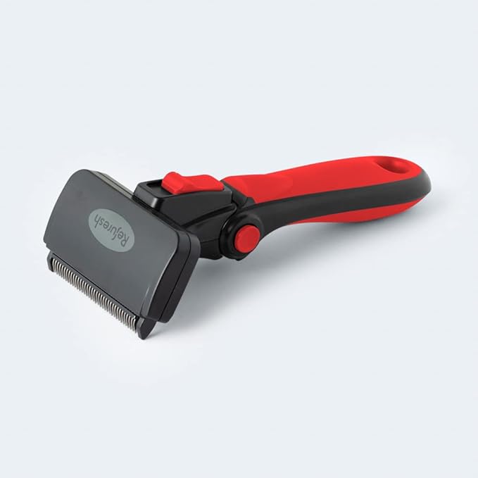Deshedding Dog Brush for Short/Medium Hair (Medium,Red) – Gentle Deshedding tool for Dogs & Cats – Reduces shedding, without damaging topcoat. Removes Loose Fur & Dead Undercoat.
