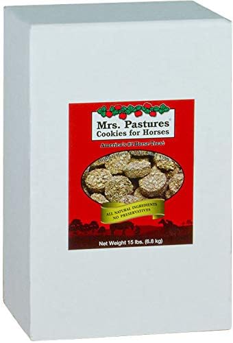 Mrs Pastures Cookies and Treats for Horses - Premium Horse Treats - Made with Apples, Oats, and Rolled Barley - Preservative Free - All Natural Ingredients - No Corn or Soy (15lb Refill Box)