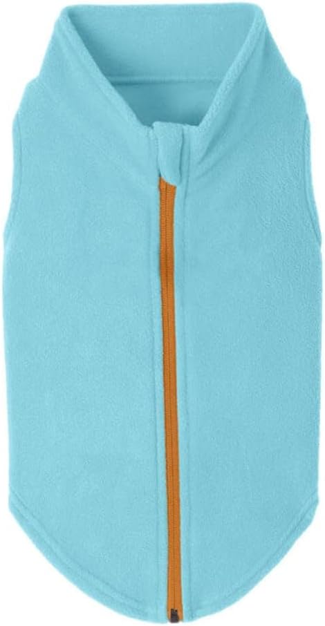 Gooby Zip Up Fleece Dog Sweater - Turquoise, 2X-Large - Warm Pullover Fleece Step-in Dog Jacket with Dual D Ring Leash for Small to Medium Dogs