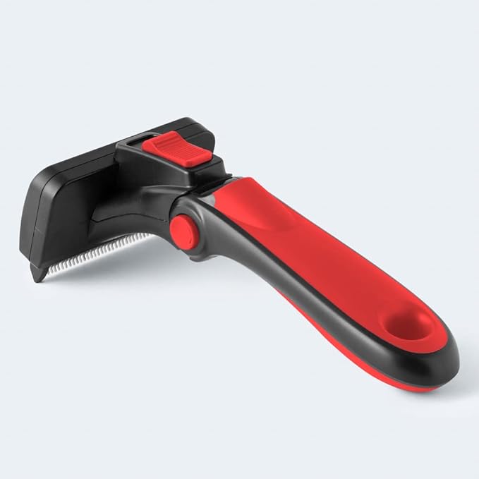 Deshedding Dog Brush for Short/Medium Hair (Medium,Red) – Gentle Deshedding tool for Dogs & Cats – Reduces shedding, without damaging topcoat. Removes Loose Fur & Dead Undercoat.