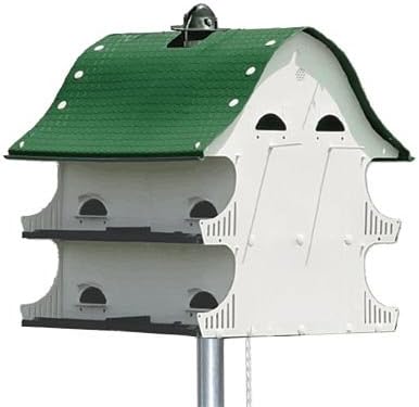 S&K American Barn Purple Martin House, 12 Room, Crescent Starling-Resistant Entries, Plastic Construction, White