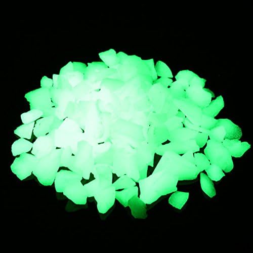 Shiny Stone Glow in The Dark Gravel Stones Rocks, Aquarium Gravel, Glow Rocks Stones,Decorative Rocks for Fish Tank Aquarium Garden Planter Landscape Decoration,280g/10oz (8-15mm, Yellow Green)