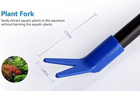 5 in 1 Aquarium/Fish Tank Cleaning Kit/Tool, Algae Scraper, Fish Net, Sponge, Plant Fork, Gravel Rake, Length 19 inches (Non-Extendable)