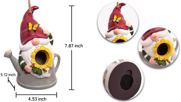 Topadorn Bird House Resin Carved Butterfly Birdhouse, Hanging Resin Garden Bird House Decoratvie Birdhouse, Red