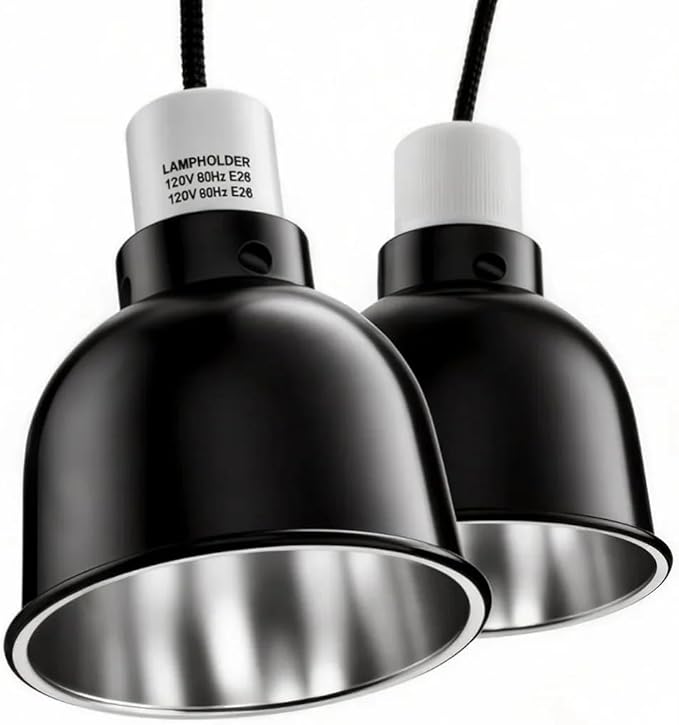 Reptile Light Fixture 2 Packs 5.5'' – Dual Use Dome Lamp with Ceramic Socket for Heat Emitter & Basking Bulbs – Ideal for Bearded Dragon, Snake, Chameleon,Snake Turtle Terrariums