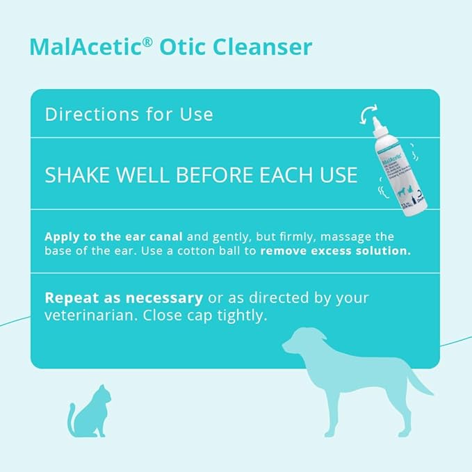 Malacetic Otic Cleanser for Dogs and Cats, 8 fl oz