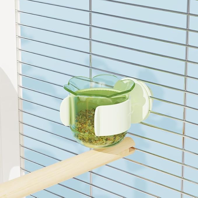 2pcs/4pcs PET Bird Bowls with Clamp, Bird Cage Feeder, Durable Water Bowl, Feeding Cups, Water Feeder for Cockatiel, Parakeet, Macaw, Finches, Lovebirds, Small Animals Gray (Light Green, 4pcs)