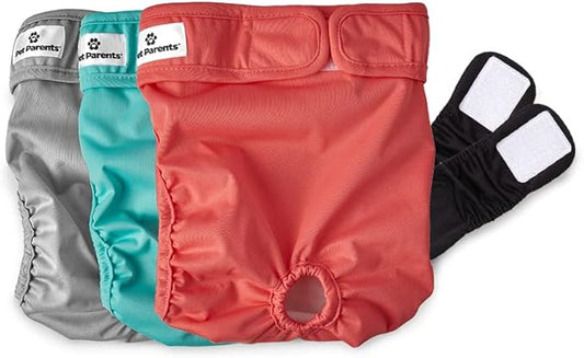 Pet Parents® Washable Dog Diapers (3pack) + Extendrs® of Durable Doggie Diapers, Premium Dog Diapers Female (X-Small, Southern Belle)
