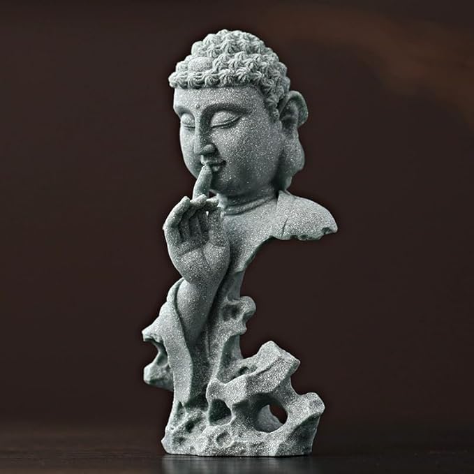livelyfish Meditating Buddha Statue Zen Garden Statues Sandstone Thinker Buddha Sculpture Figurine for Fish Tank Aquarium Home Decorations, Gift (F-S)
