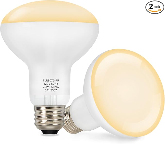 ALAMPEVER 2 Pack Reptile Heat Bulb, 75W Basking Light for Bearded Dragon, E26 Base, Durable Basking Bulb for Amphibian, Lizard, Tortoise, Gecko