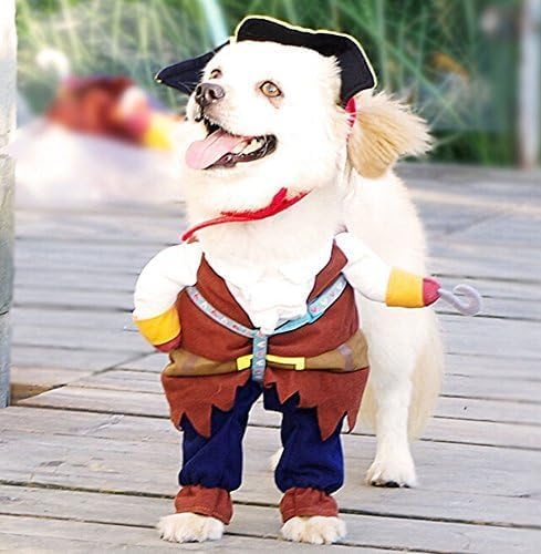 Idepet New Funny Pet Clothes Pirate Dog Cat Costume Suit Corsair Dressing up Party Apparel Clothing for Cat Dog Plus Hat (X-Large)