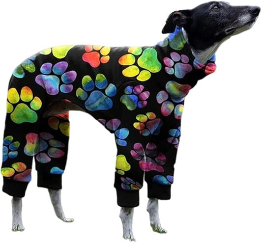 Cnkwei Dog Pajamas Medium Large Dog Paw Printed Greyhound Pajamas Jumpsuit Bodysuit