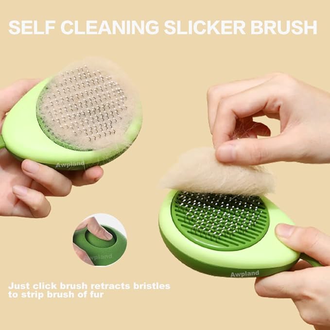 Avocado Cat Brushes for Indoor Cats, Cute Deshedding Dog Brush with Release Button, Small Dog Brushes for Grooming and Shedding Long or Short Haired Kitten Puppy Rabbits