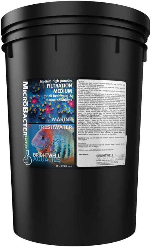 Brightwell Aquatics MicroBacter Lattice Medium – Porous Biological Filtration Medium for use in Freshwater, Planted, Brackish Aquariums and Systems, 20 Liter