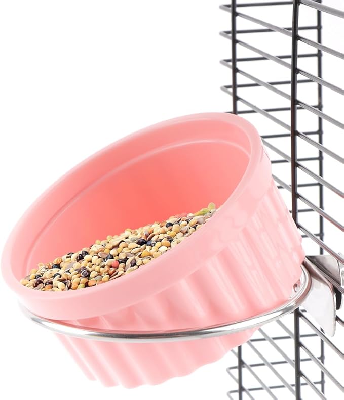 2 Pack Bird Detachable Bowl Plastic Food Cup Convenient Hanging Seed Water Feeder for Bird Parrot Canary Finch Parakeet Budgie Cockatiel Lovebird