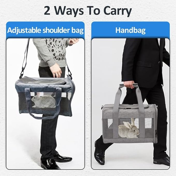 kathson Small Animal Carrier Bag, Guinea Pig Rabbit Travel Carrier Breathable Mesh Window Pet Portable Hand Bag for Hamster Bird Bunny Bearded Dragon Kitty and Etc (Grey)