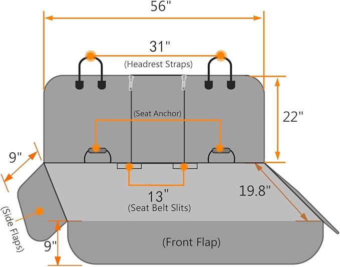 Honest Dog Car Seat Covers, Dog seat Cover with Side Flap for Cars, Trucks, and Suv's - Waterproof & Nonslip Pet Seat Cover for Backseat