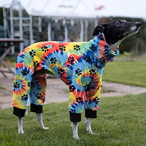 Cnkwei Dog Pajamas Medium Large Dog Paw Printed Greyhound Pajamas Jumpsuit Bodysuit Blue