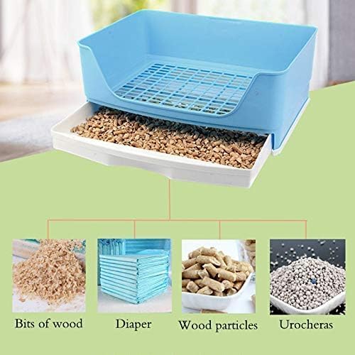 Hamiledyi Large Rabbit Litter Box - Corner Pet Toilet with Removable Drawer & Plastic Grate, Bigger Litter Pan for Small Animals (Guinea Pigs, Chinchillas, Ferrets, Adult Hamsters)
