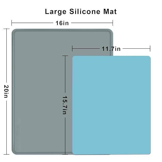 Large Silicone Mat 6 Pack, 20"x16" Silicone Craft Mats for Resin Jewelry Casting Molds, Food Grade Silicone Sheet with Raised Edge, Nonstick Waterproof, Cool Grey