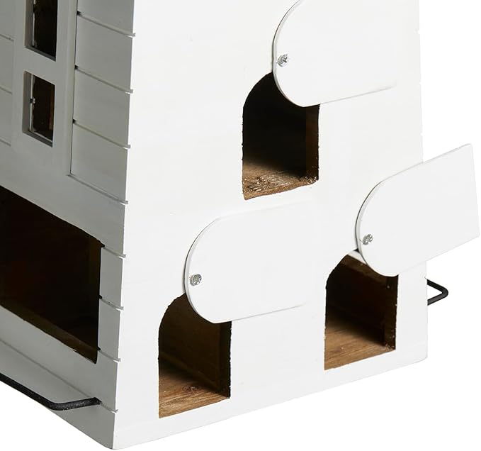 Glitzhome Bird Houses for Outside, Modern Hand Painted Hanging Bird House for Outdoors, 14.25" H Functional and Decorative Wooden Bird Houses Bluebird Birdhouses for Garden,White