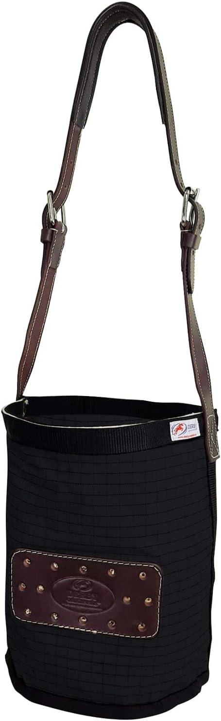Derby Originals Ripstop 24 Oz Canvas Feed Bag with Padded Leather Crown Strap for Safety and No-Spill Flap Design