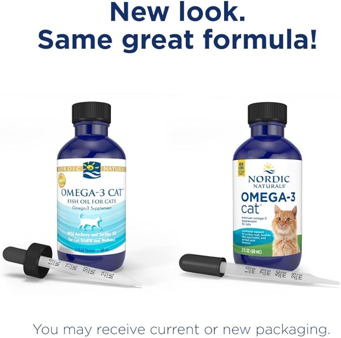 Nordic Naturals Omega-3 Cat, Unflavored - 2 oz - 304 mg Omega-3 Per One mL - Fish Oil for Cats with EPA & DHA - Promotes Heart, Skin, Coat, & Immune Health - Non-GMO