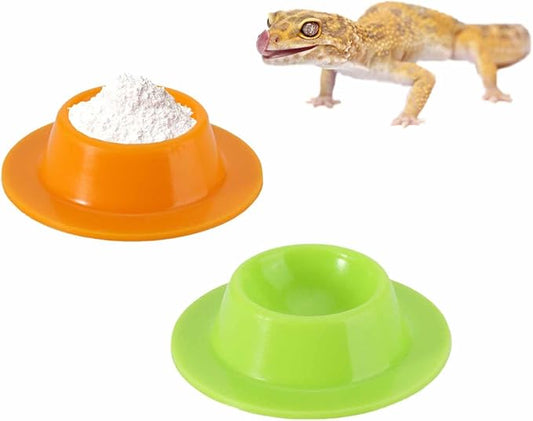 2 Pack Gecko Calcium Dish - Food and Water Bowl for Leopard Geckos, Small Reptiles