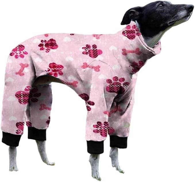 Cnkwei Dog Pajamas Medium Large Dog Paw Printed Greyhound Pajamas Jumpsuit Bodysuit