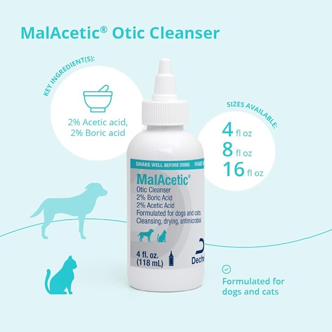 Dechra Malacetic Otic Cleanser for Dogs and Cats, 4 fl oz