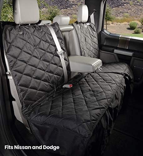 4Knines Bench Seat Covers for Trucks with Dog Hammock - Rear Seat Protector for Dogs Fits Full Size Crew Cab with Split Bench Seats - Waterproof, Heavy-Duty Dog Seat Cover (Driver Side, Black)