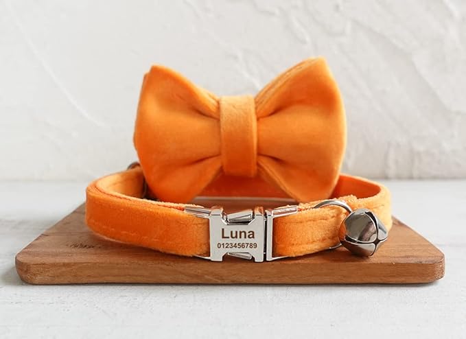 Cat Collar Personalized with Name Phone Number Engraved,Customized with Bell for Small Dogs Puppy Kitten