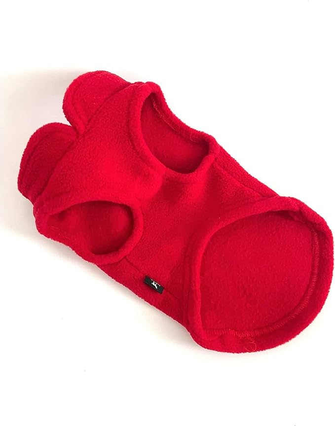 JACKO & CO - Fleece Vest Sweater with Leash Ring - Soft Lightweight Breathable for Puppies Small Medium Dogs, Kitten, Cats, Chihuahua - Warm for Fall/Autumn/Winter (Red, X-Small 2-4lbs)