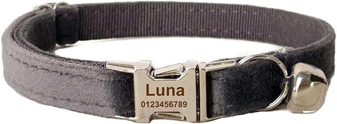 Cat Collar Personalized with Name Phone Number Engraved,Customized with Bell for Small Dogs Puppy Kitten