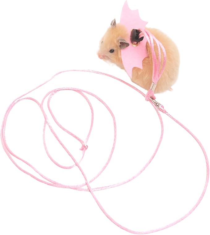 Small Animal Harness and Leash Set for Hamsters, Lizards, and Bearded Dragons - Secure, Adjustable, and Comfortable Walking Accessory (Pink)