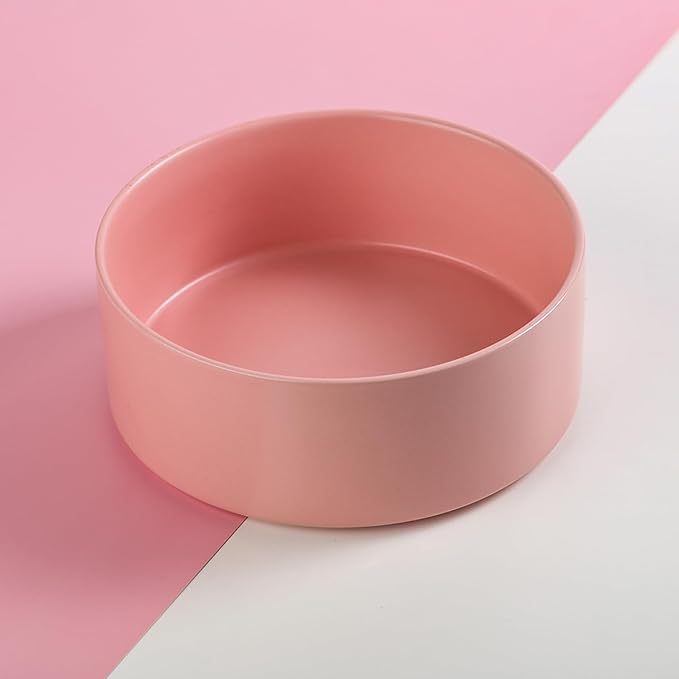 Pink 8 in Dog Bowl Ceramic for Medium Large Sized Breed,Retrievers,7.6 Cups Non Slip Heavy Weighted Dog Food Water Dish,Modern Big Pet Bowl Large