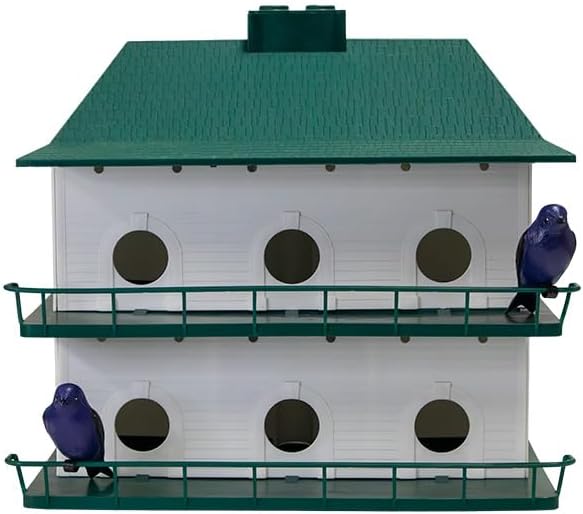 BestNest 12-Room Two-Story Purple Martin House with 2 Decoys – Durable Plastic, Ventilated Design