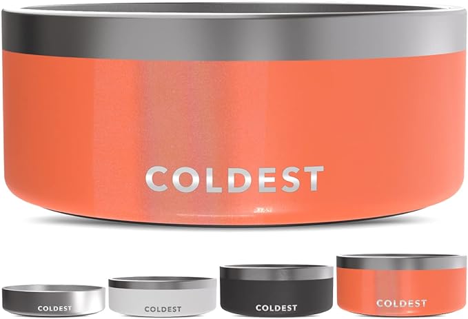 Coldest Dog Bowl - Anti Rust Metal, Non Slip, 3 Layers Insulated Stainless Steel Dog Bowls - Spill Proof & Heavy Duty - Water Bowl for Dogs, Cats & Pets, Dish Washer Safe (100 oz, Candy Red Glitter)