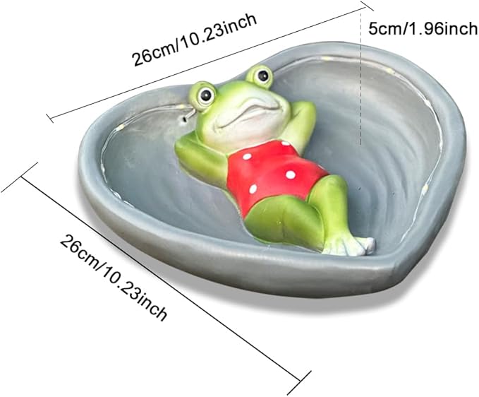 Outdoor Garden Solar Frog Bird Feeder, Resin Frog Love Shape Bird Feeder, Frog Statue Decorative Lamp for Outdoor Patio Tabletop Decoration, for Mom and Grandma
