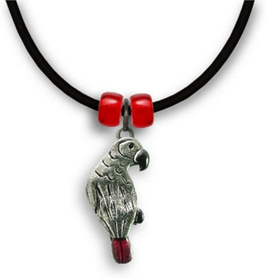 Enamel African Grey Parrot Necklace - Parrot Gifts for Women - Handcrafted in the USA
