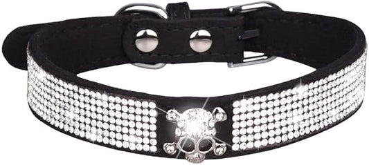 Cute Dog Collar with Bling Rhinestone, Fancy Crystal Diamond Glitter Pretty Jewel Soft Cat Collars for Small Medium Large Breed Dogs Girl Female Pet Puppy Kitten Terrier (L, Black6)